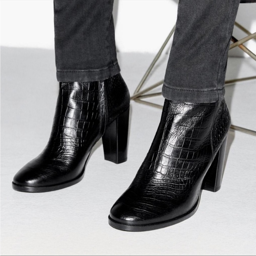 The Kooples Georgette Croc Embossed Bootie Size 37